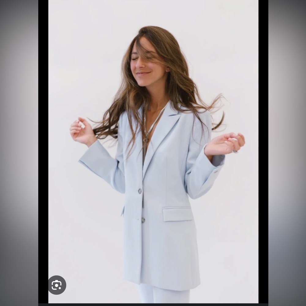 Something Navy Women's Soft Blue Blazer and Pants Set